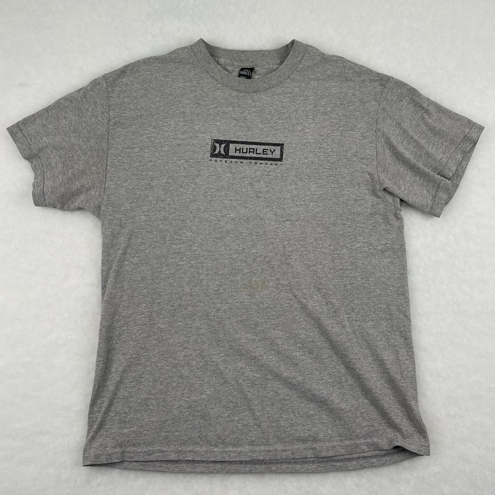 Hurley Grey Tshirt Men's Size Large Early 2000s Freedom Company Front Graphic